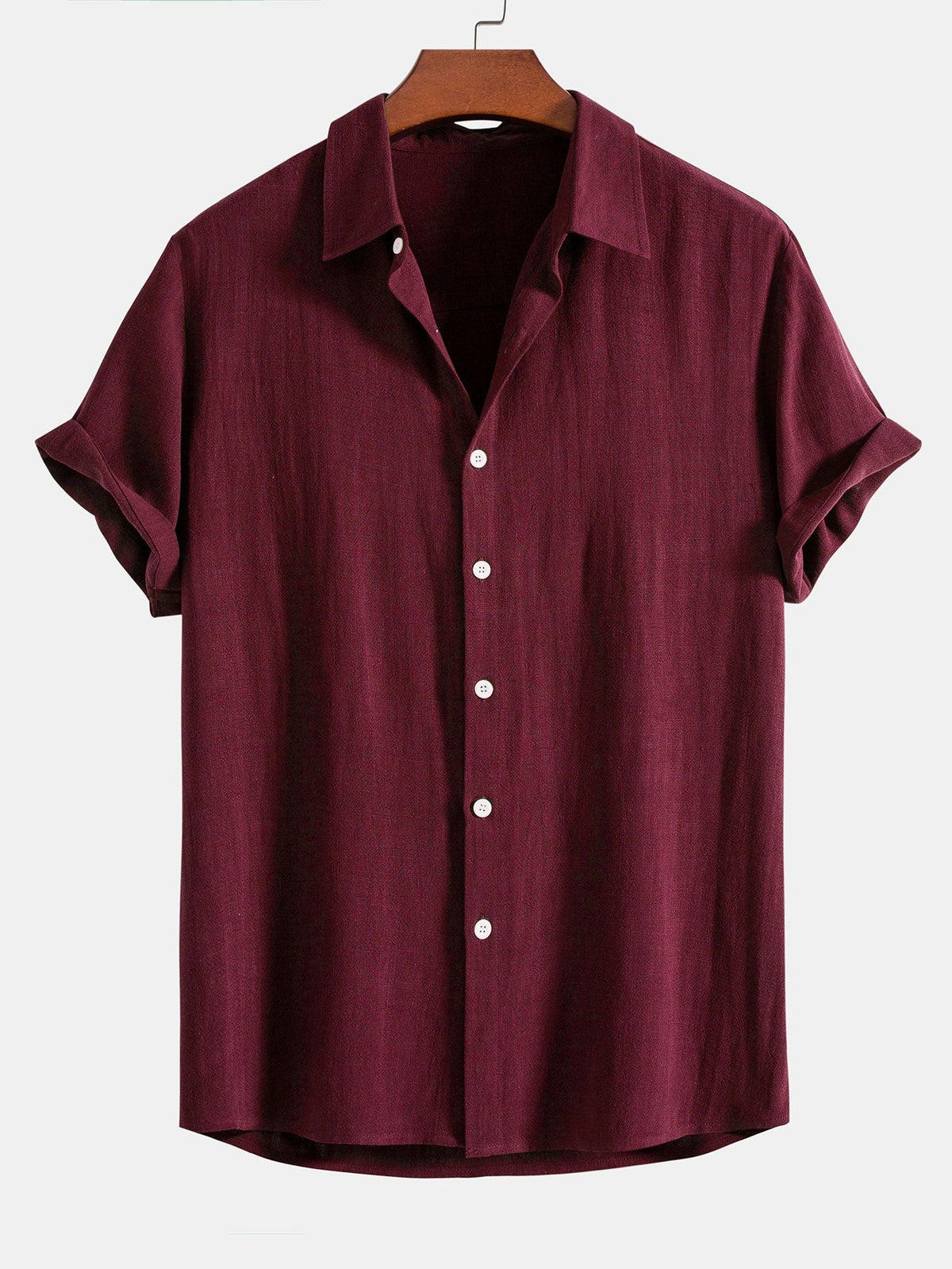 Linnen Rayon Mix Knopen Shirt & Rechte Pijpen Linnen Broek