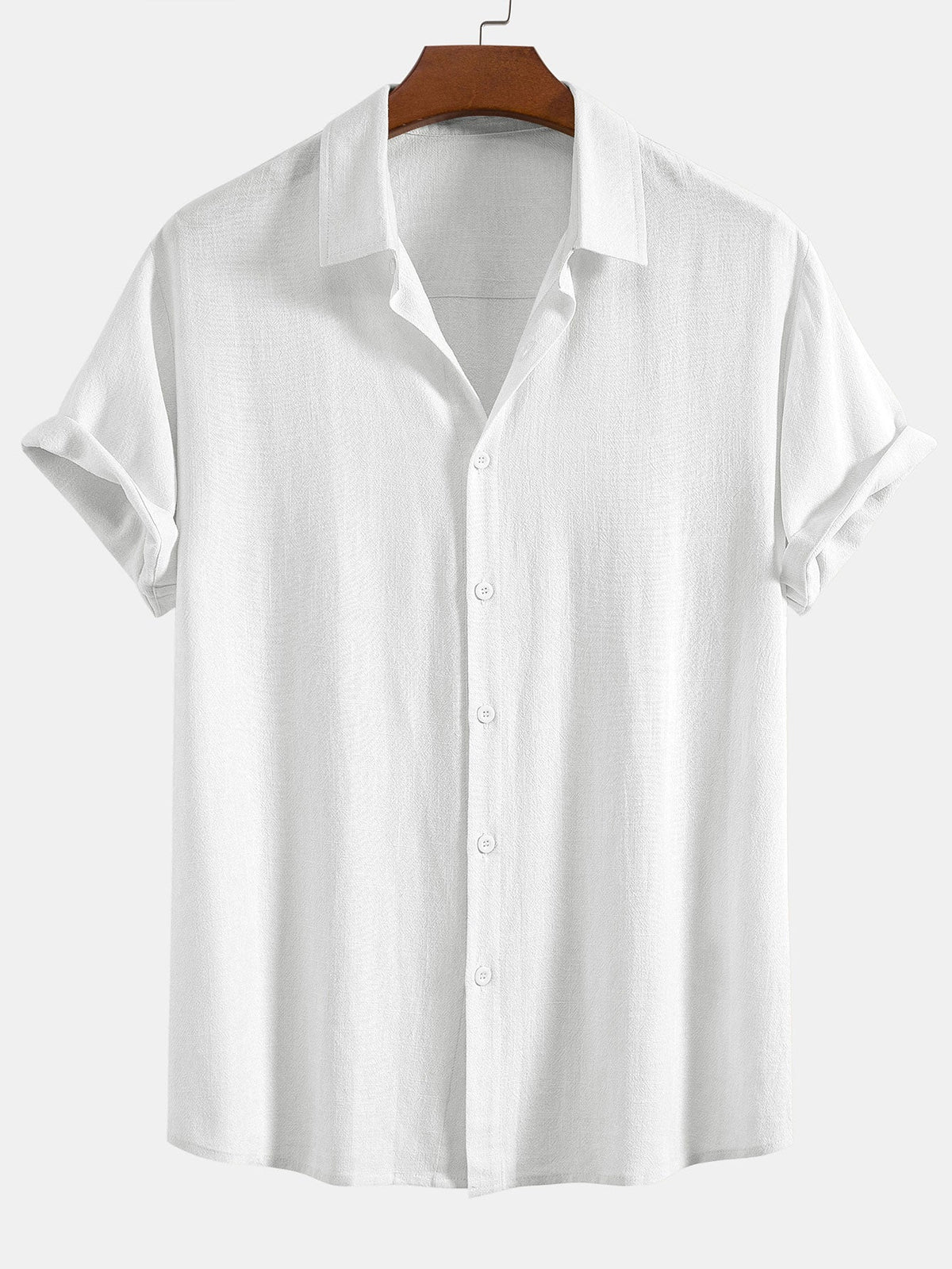 Linnen Rayon Mix Knopen Shirt & Rechte Pijpen Linnen Broek