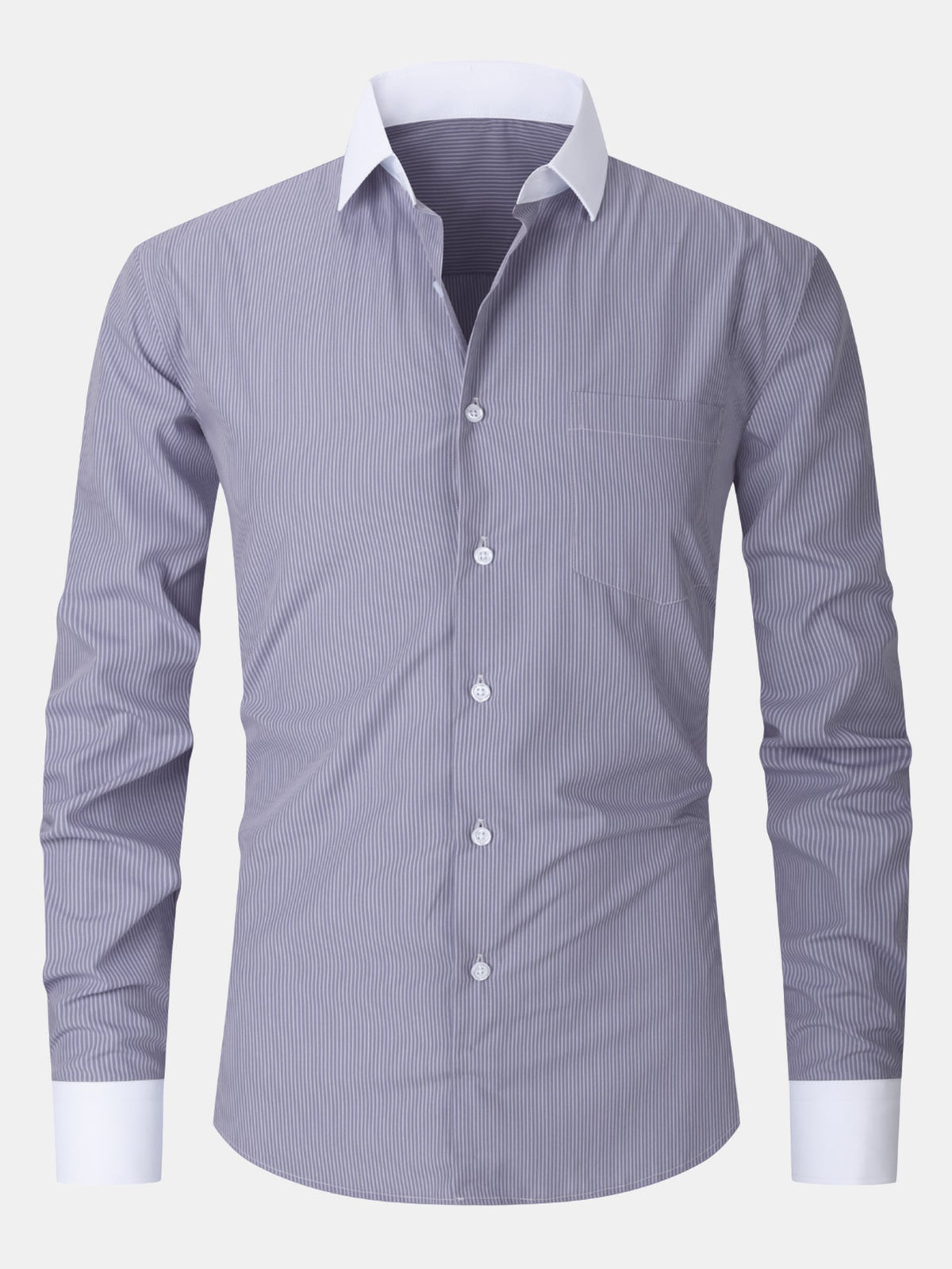 Dress Shirt with Striped Contrast Collar