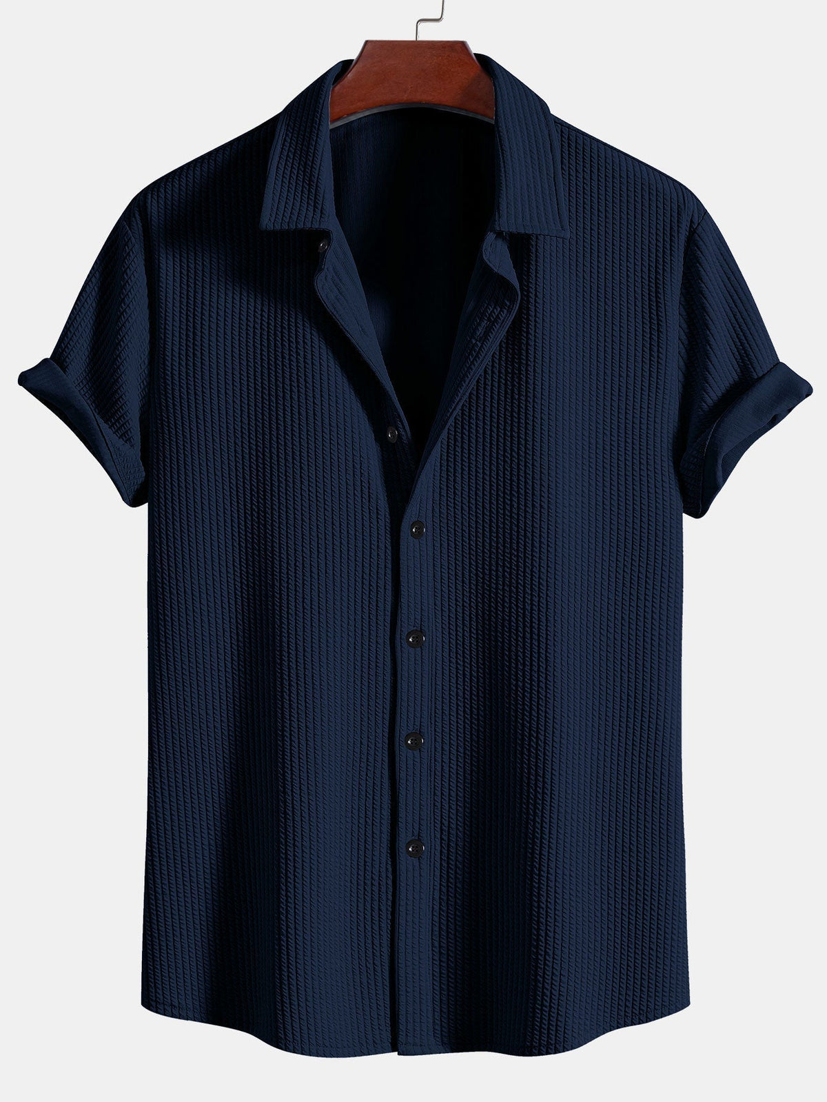 Muscle Ribbed Button-Up Shirt
