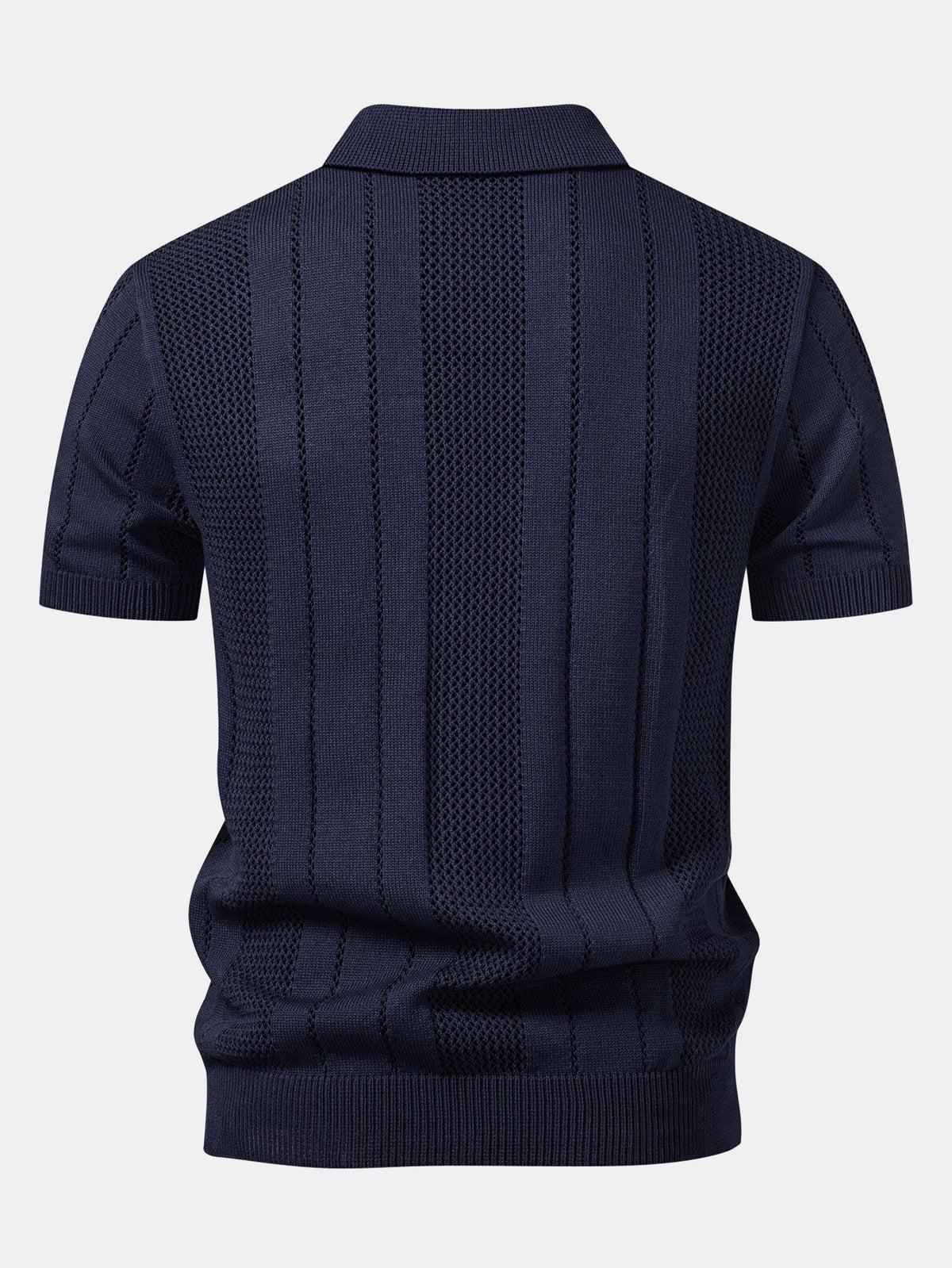 Johnny Collar Striped Open Knit Polo & Straight Leg Linen Pants