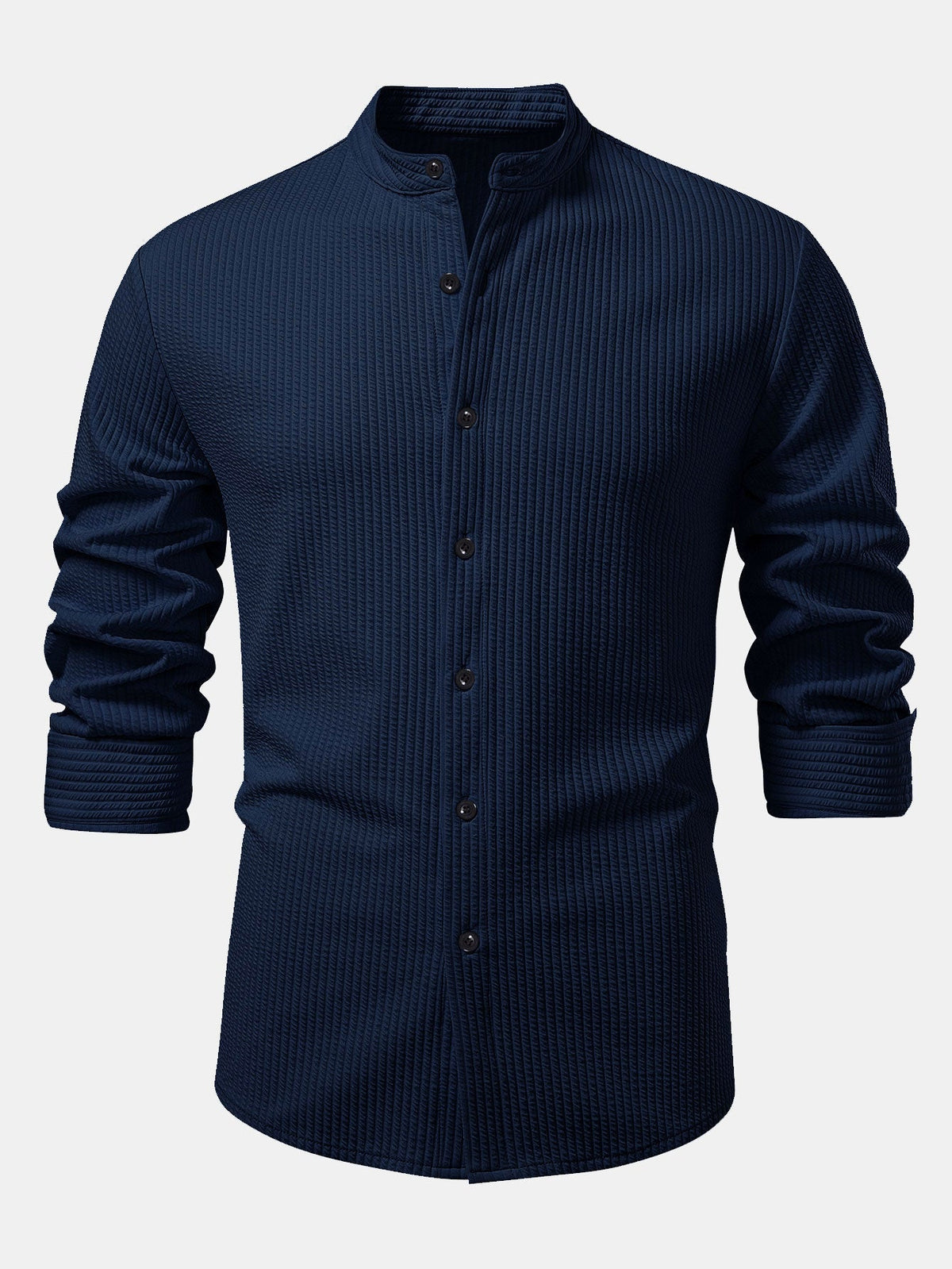 Ribbed High Neck Shirt, Muscle Fit, Long Sleeves
