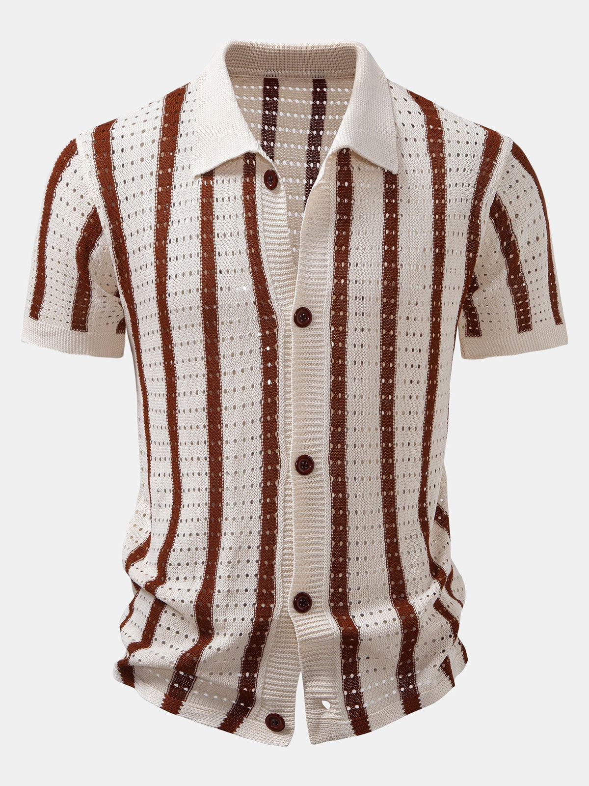 Striped Eyelet Knit Shirt