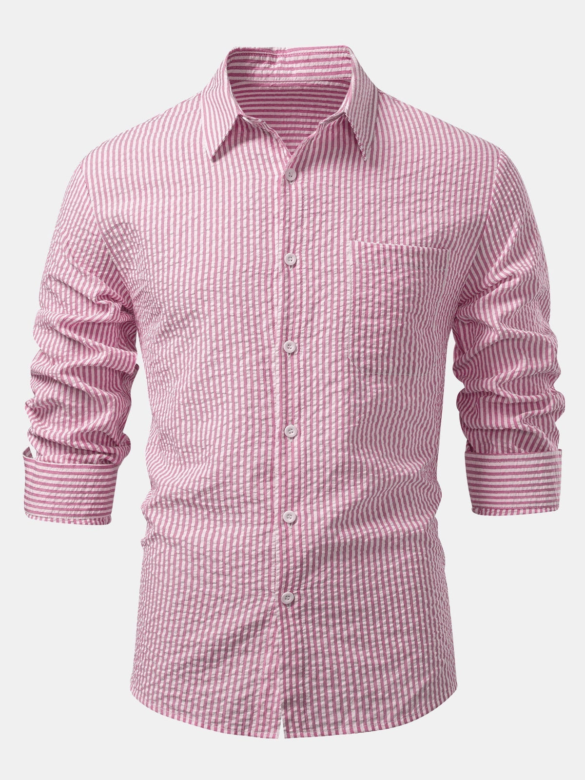 Striped Button-Up Seersucker Shirt