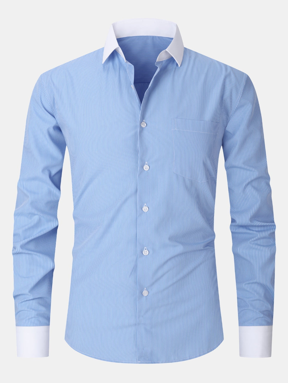 Dress Shirt with Striped Contrast Collar