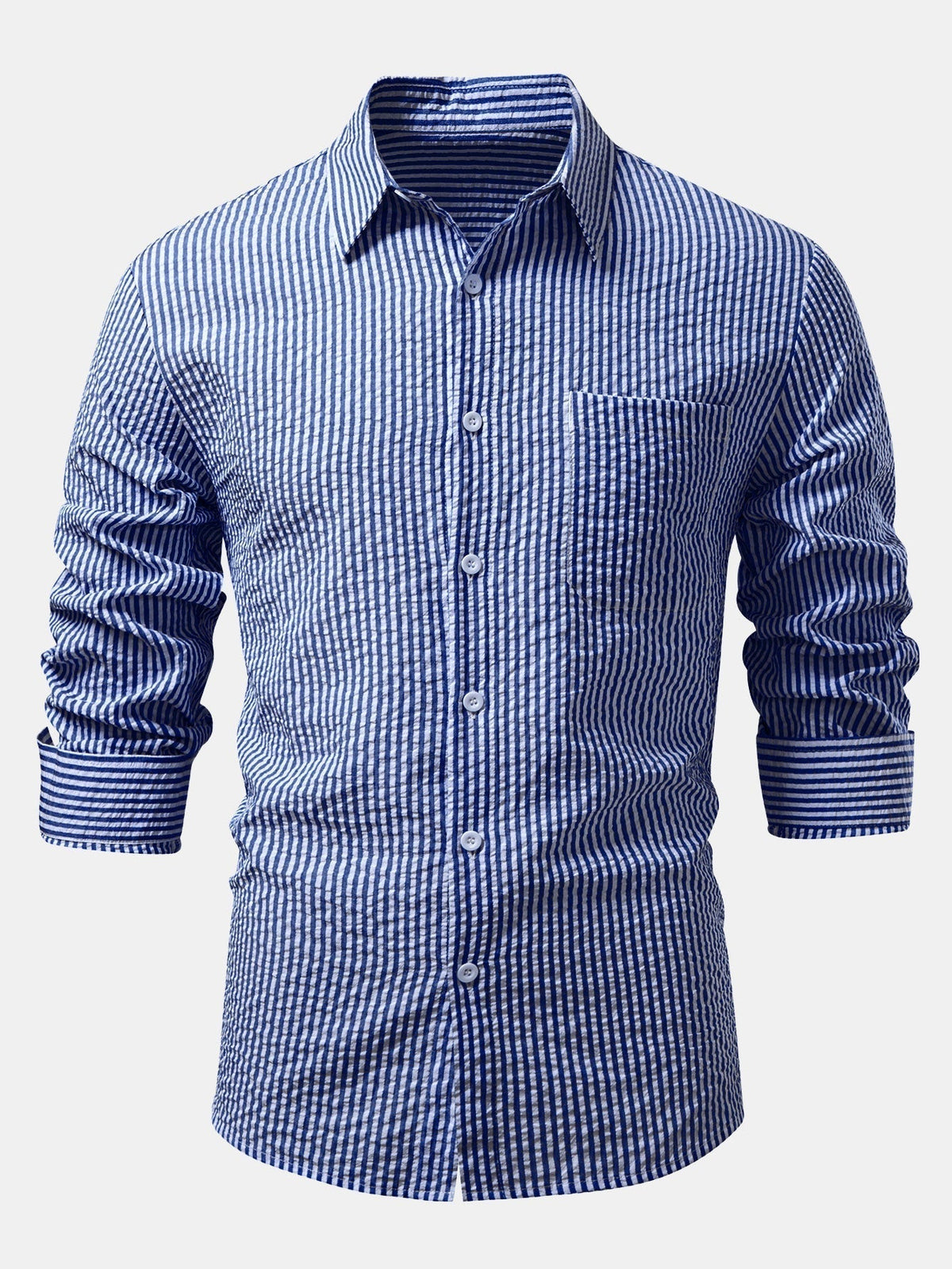 Striped Button-Up Seersucker Shirt