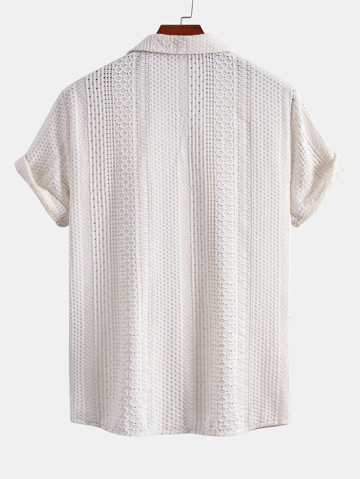 Geometric Jacquard Cuban Collar Shirt & Straight Leg Linen Pants