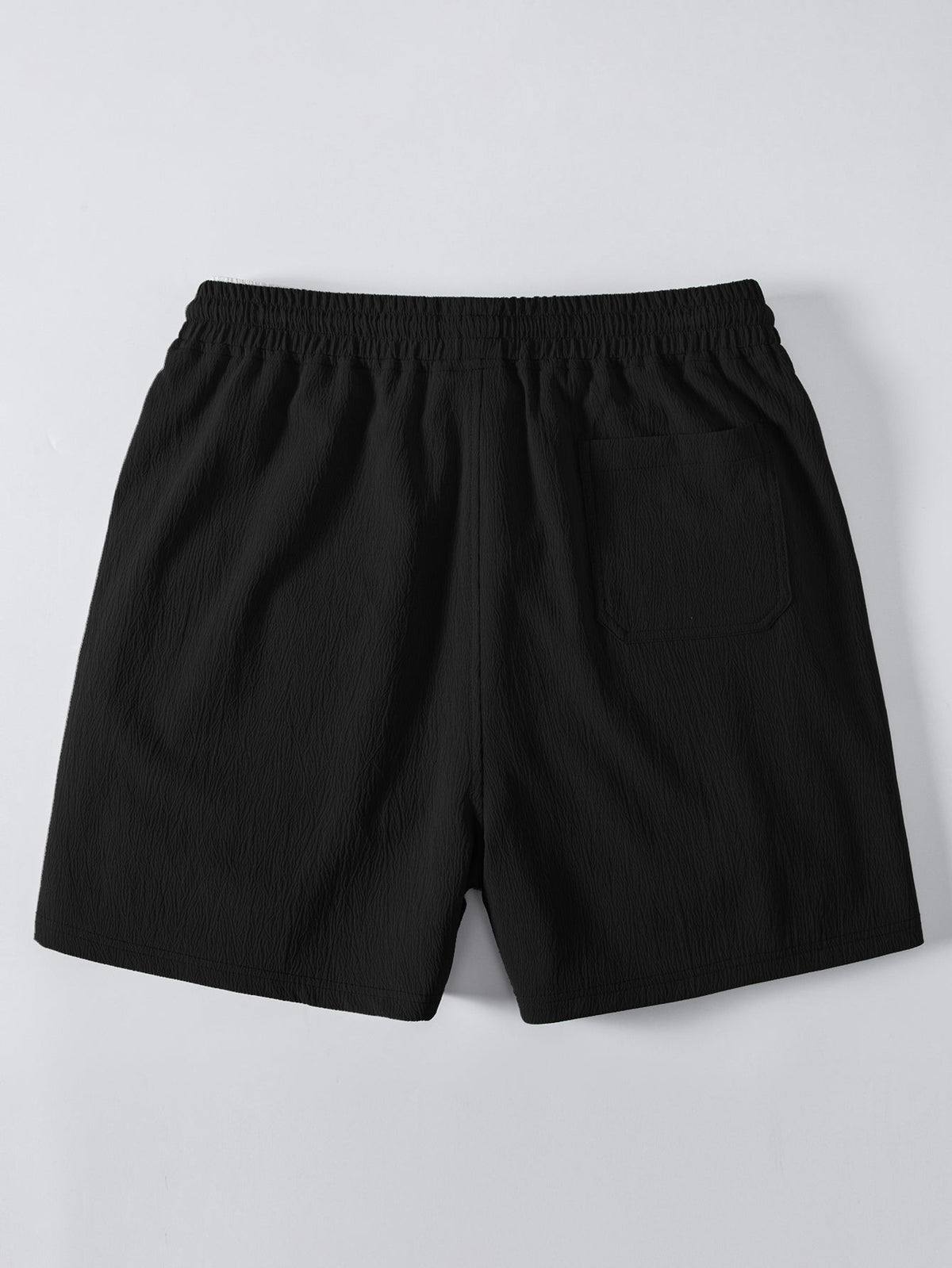 Stripe Open Knit Shirt & Crinkle Textured Drawstring 5" Shorts