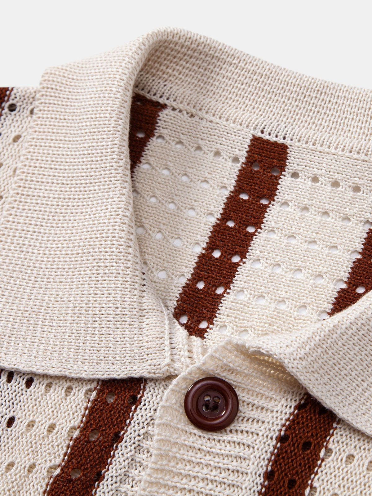 Stripe Open Knit Shirt & Crinkle Textured Drawstring 5" Shorts