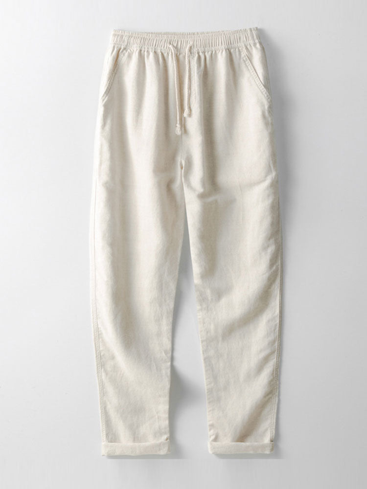 Open Knit Shirt & Straight Leg Linen Pants