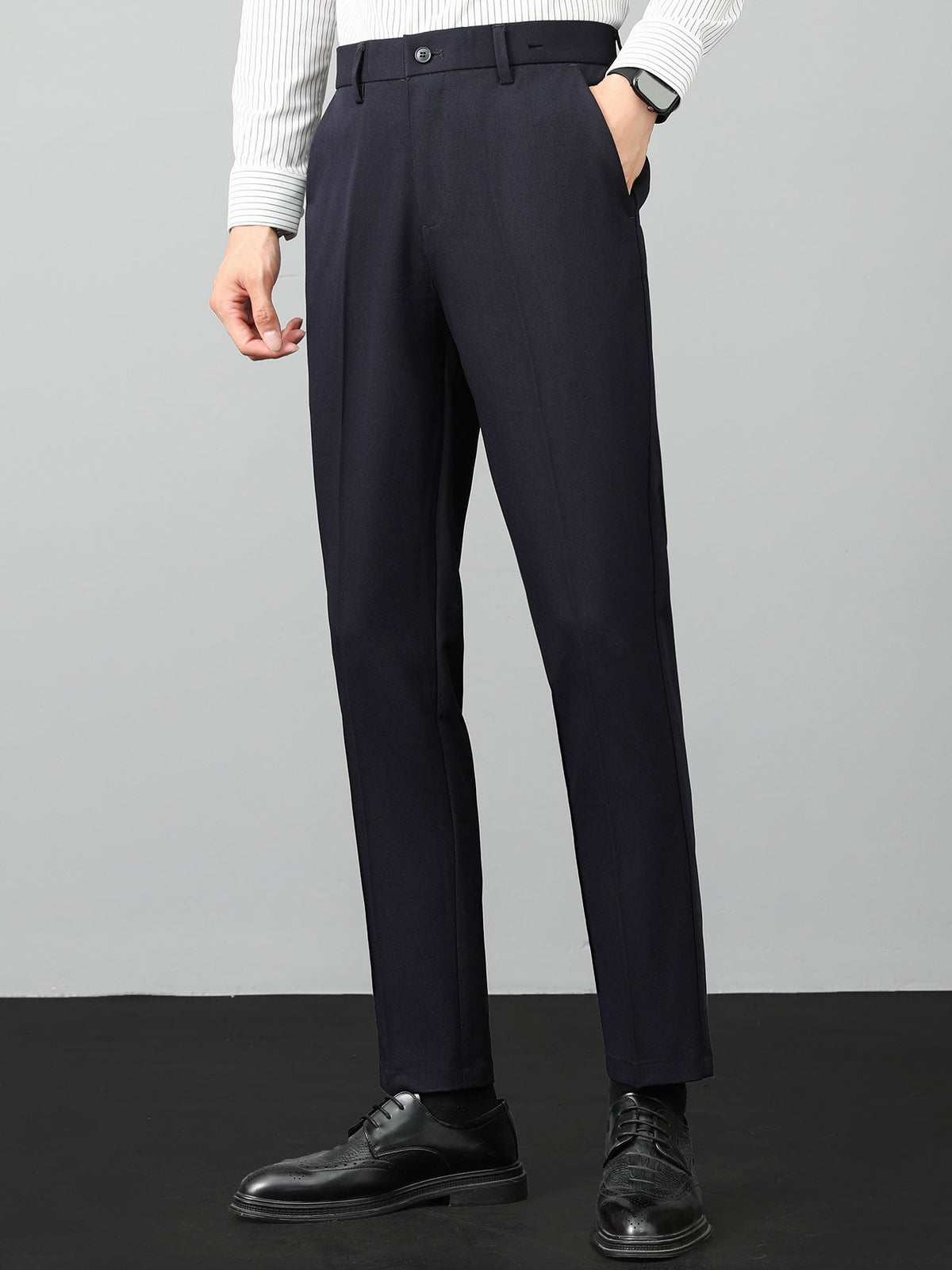 Contrast Textured Knit Polo & Slim Fit Tapered Trousers