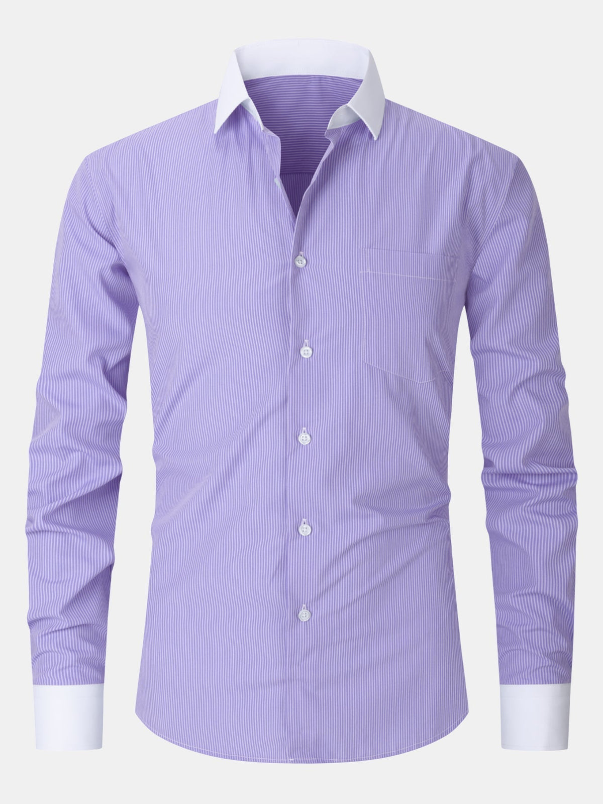 Dress Shirt with Striped Contrast Collar