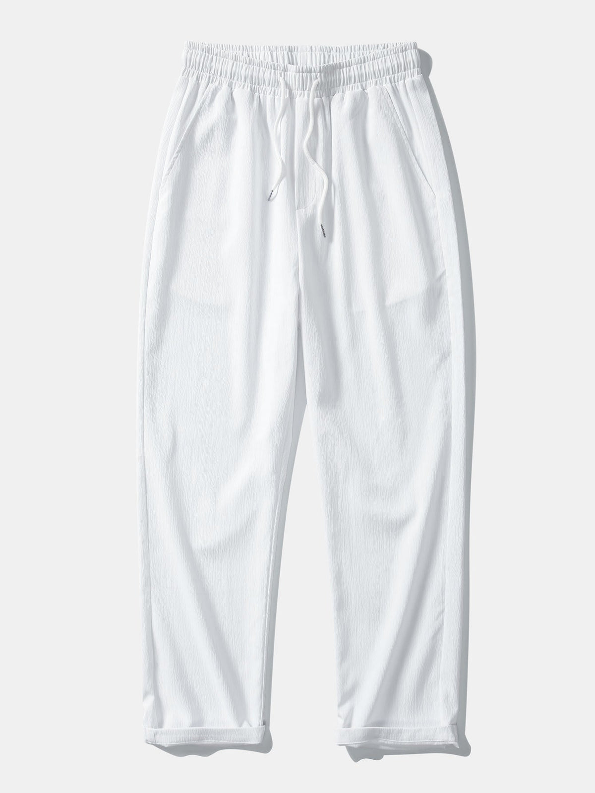 Geometric Jacquard Open Knit Polo & Crinkle Textured Straight Leg Pants