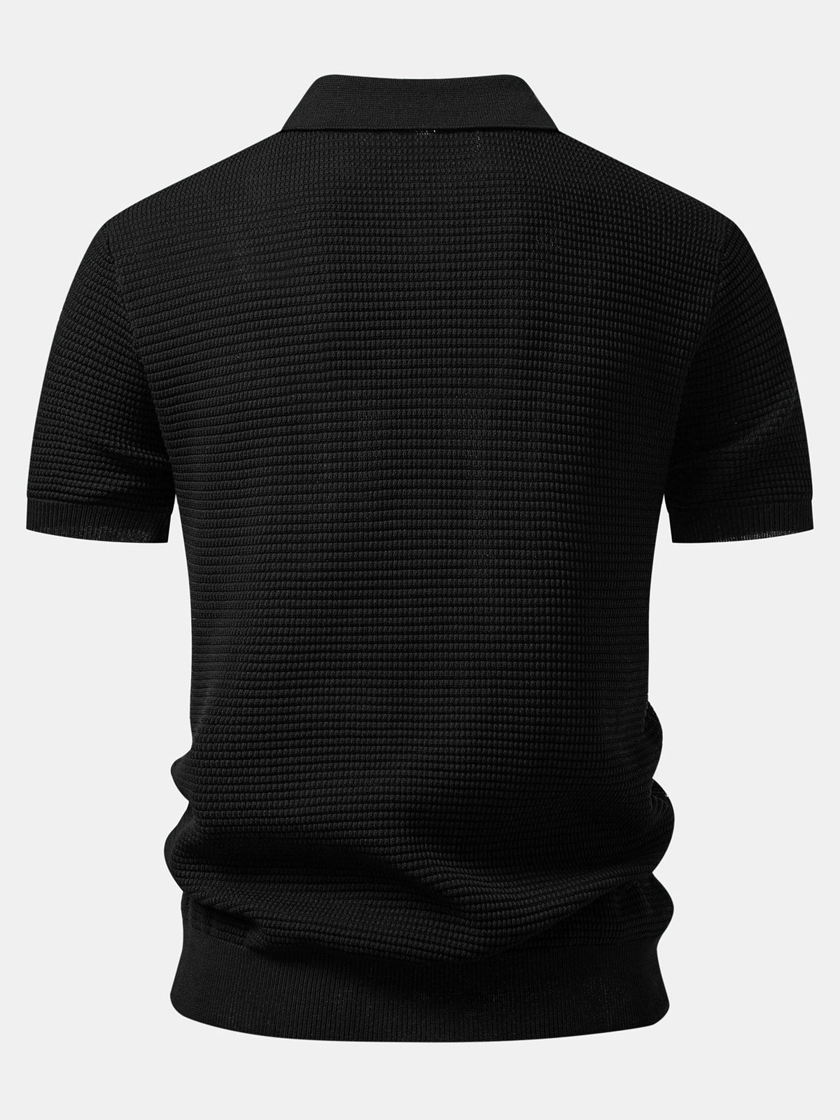 Contrast Waffle Zipper Knit Polo & Slim Fit Tapered Trousers