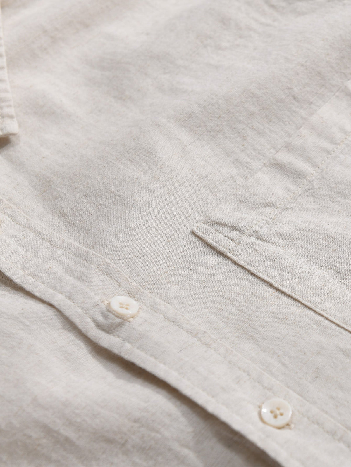 Long Sleeve Linen and Cotton Shirt with Pocket