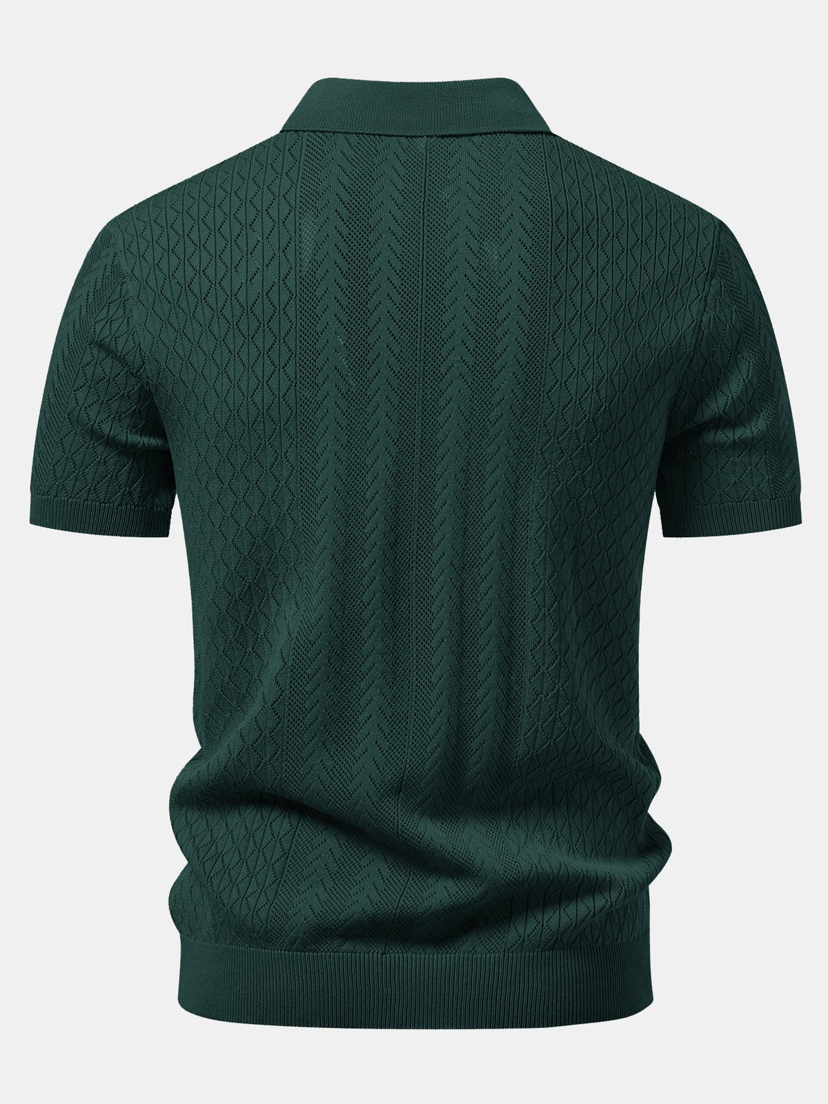 Geometric Jacquard Open Knit Polo & Straight Leg Ribbed Pants