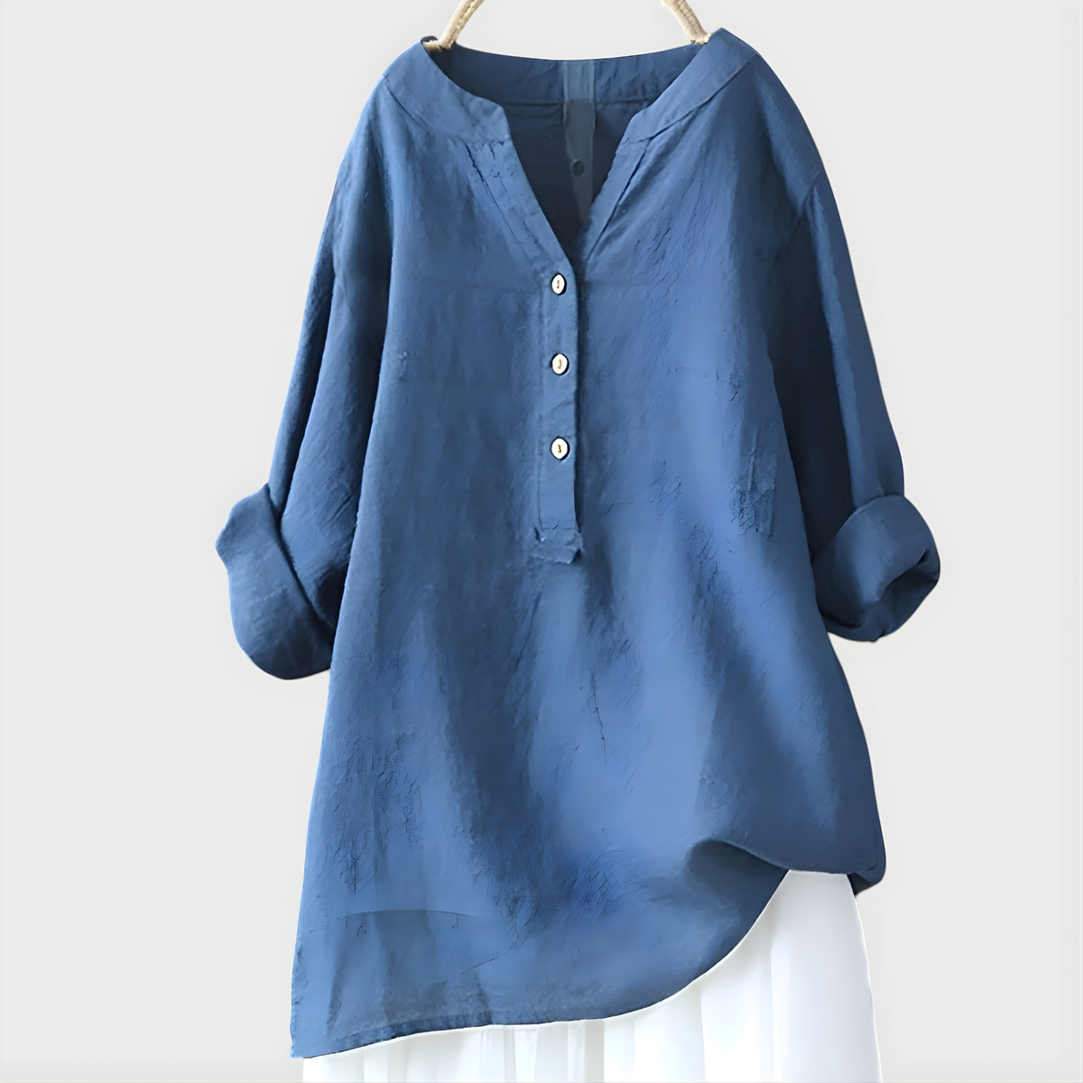 Veronique™ Elegant V-Neck Blouse with Flattering Tummy Coverage