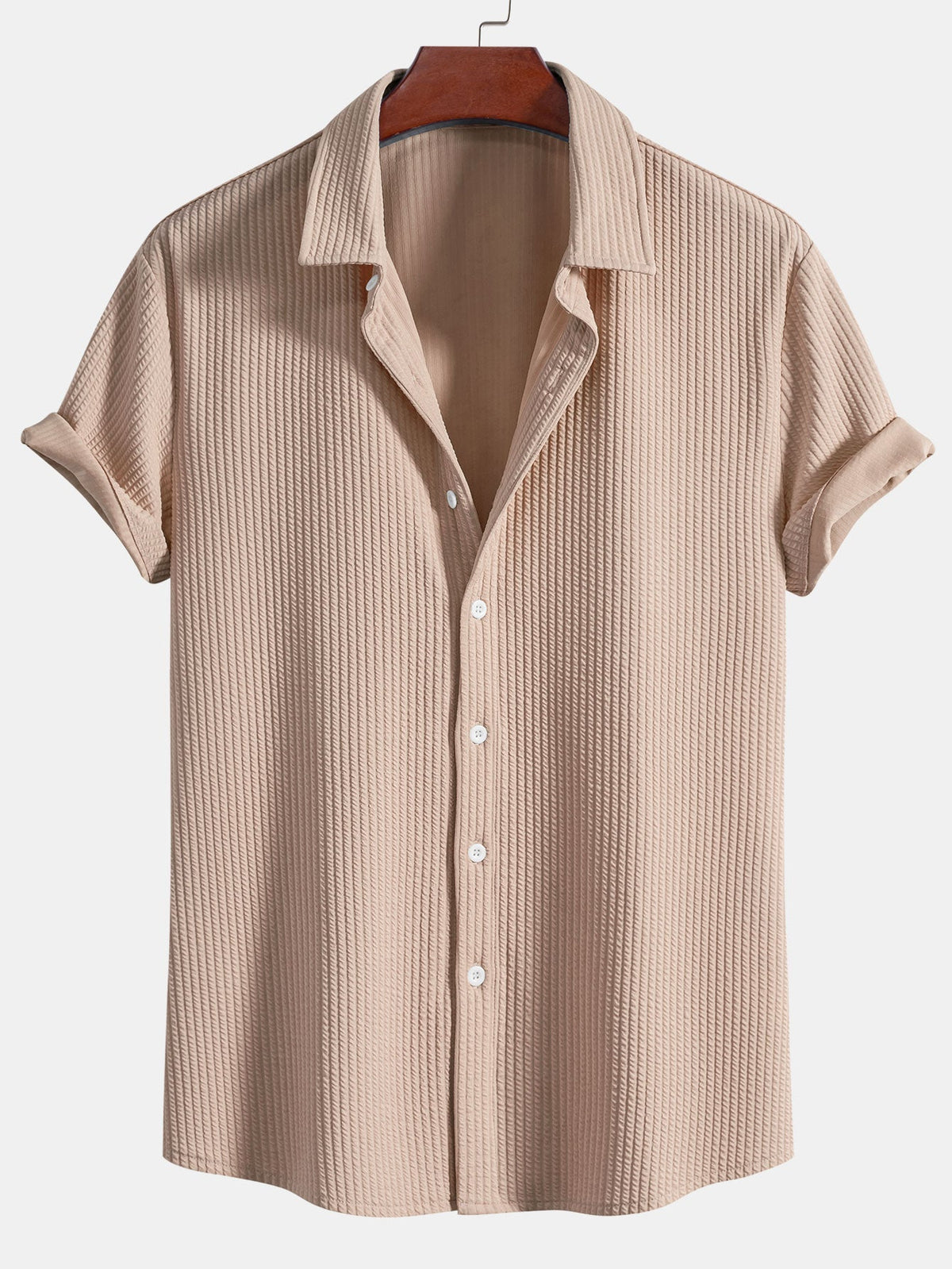 Muscle Ribbed Button-Up Shirt