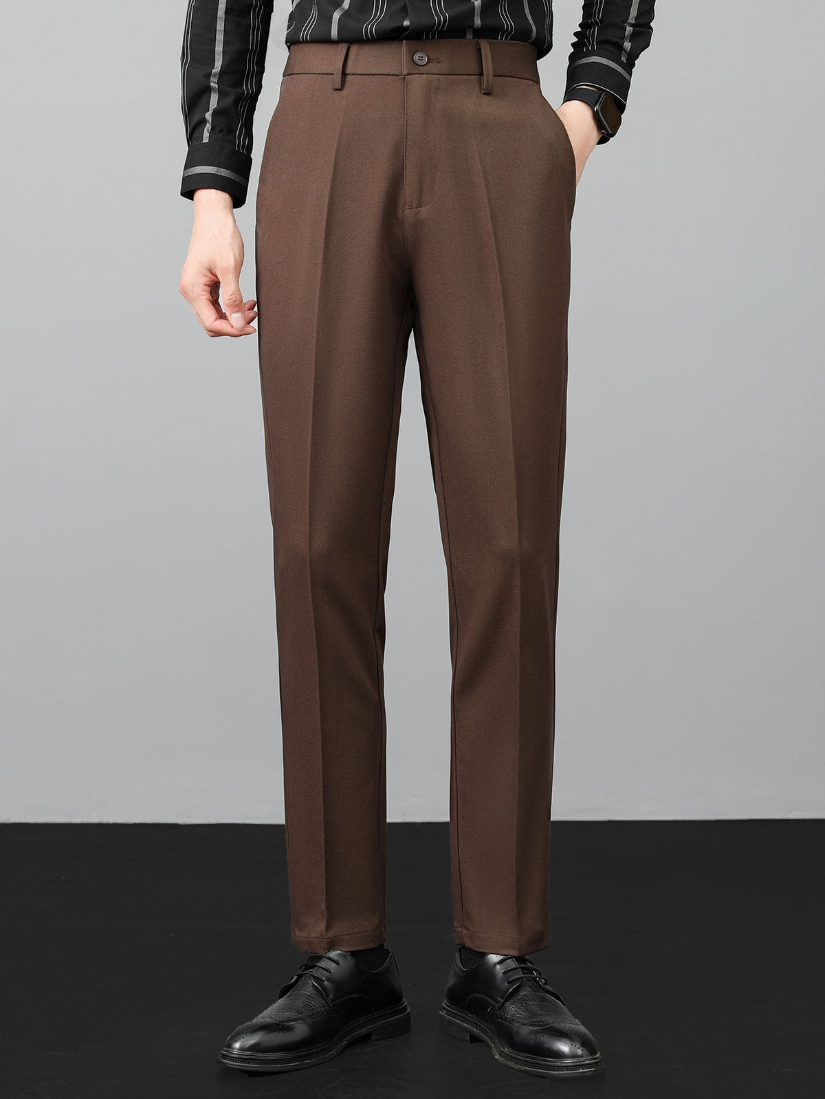 Contrast Textured Johnny Collar Polo & Slim Fit Tapered Trousers