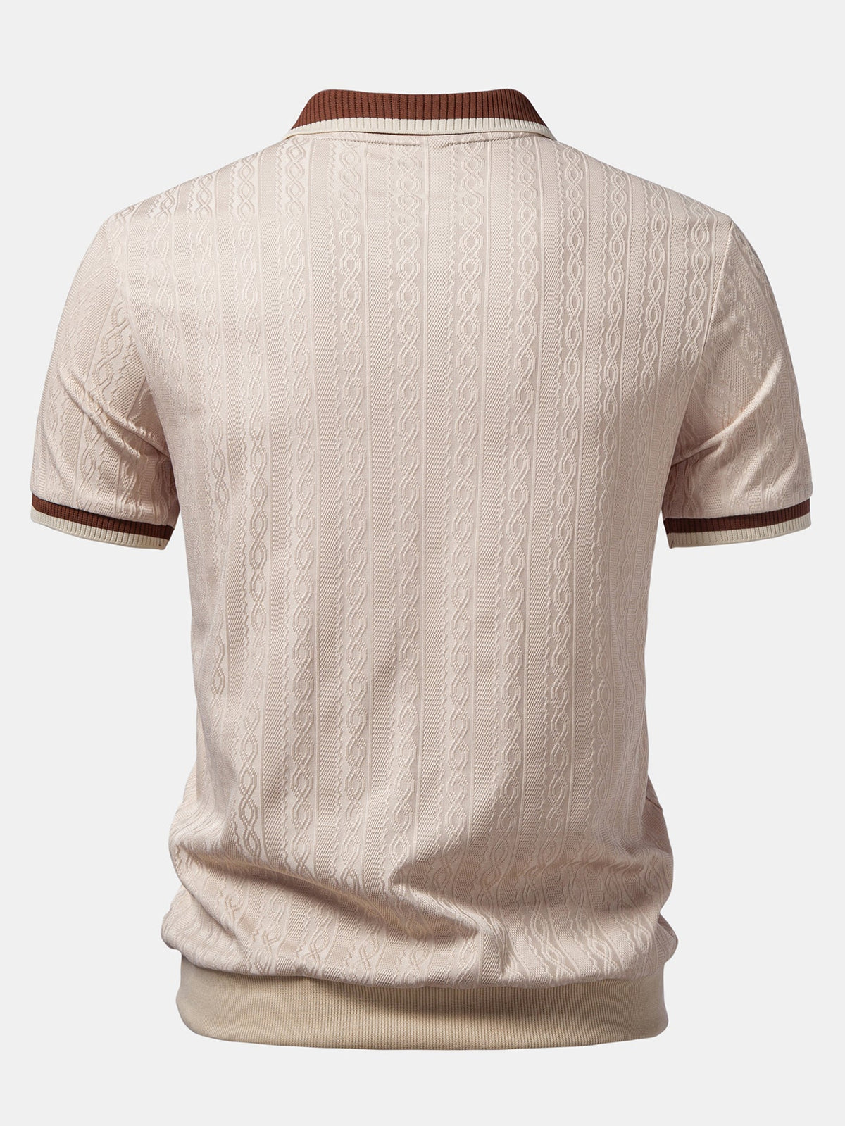 Contrast Trim Textured Zipper Knit Polo & Slim Fit Tapered Trousers