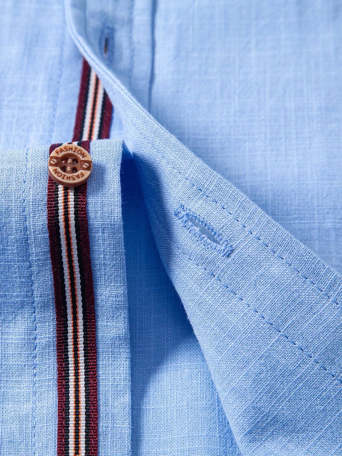 Short Sleeve Linen Look Stand Collar Shirt & Crinkle Textured Straight Leg Pants