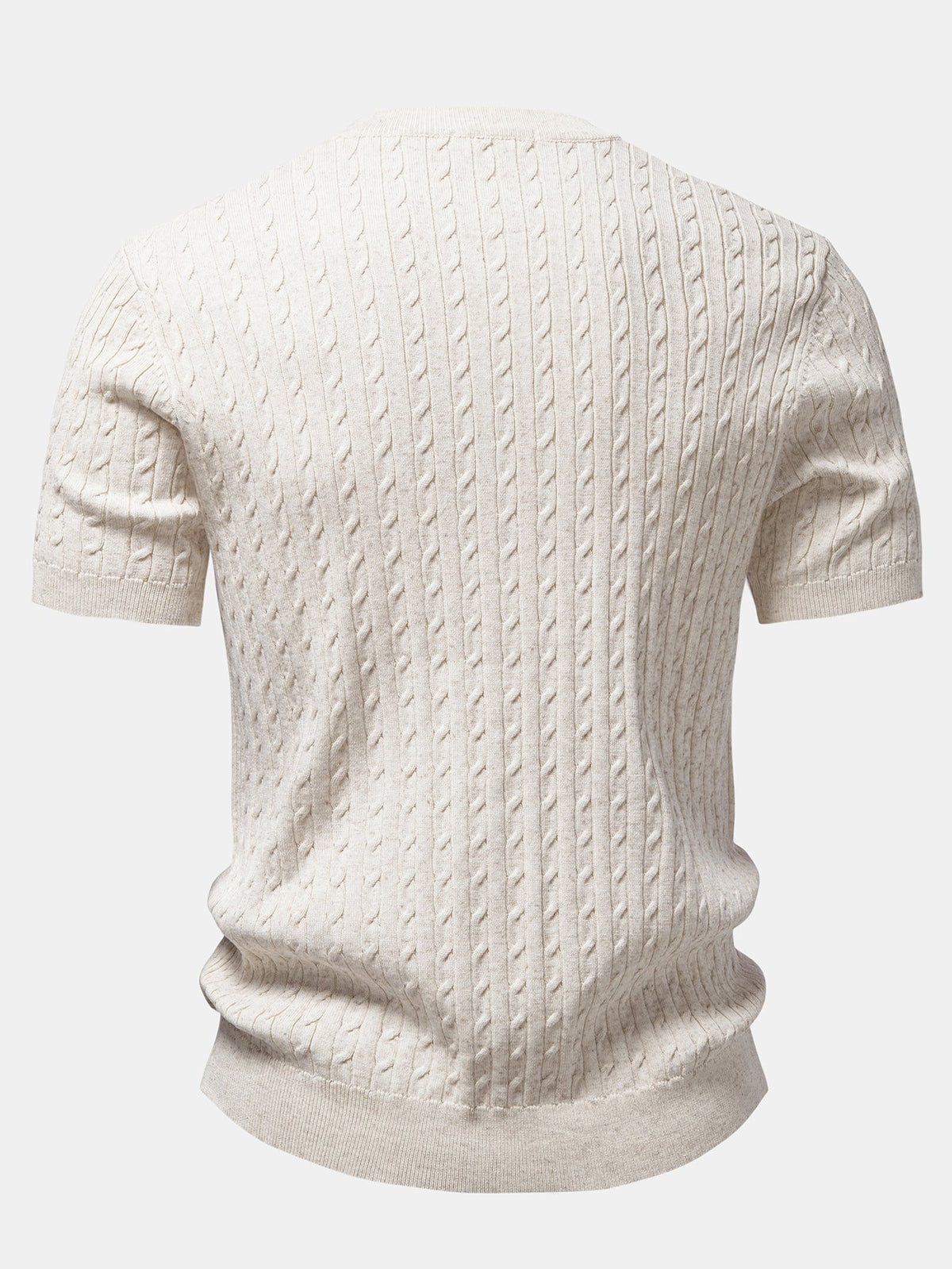 Twisted Jacquard Crew Neck Button Up Knit Shirt & Slim Fit Tapered Trousers