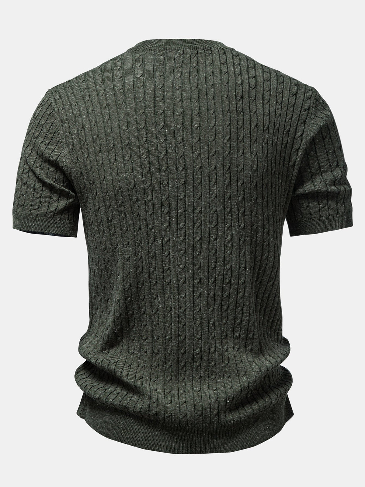 Twisted Jacquard Crew Neck Button Up Knit Shirt & Slim Fit Tapered Trousers