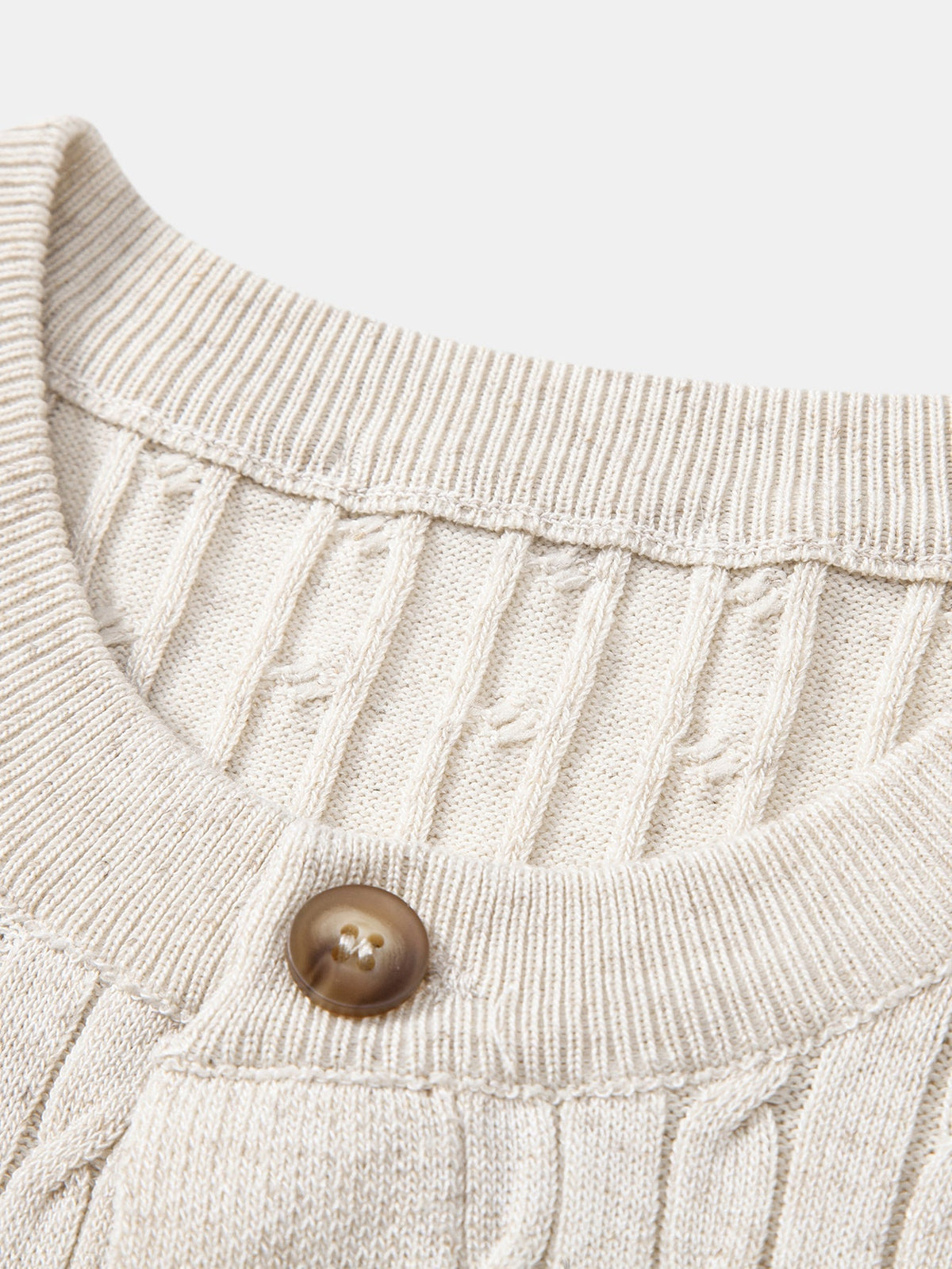 Twisted Jacquard Crew Neck Button Up Knit Shirt & Slim Fit Tapered Trousers