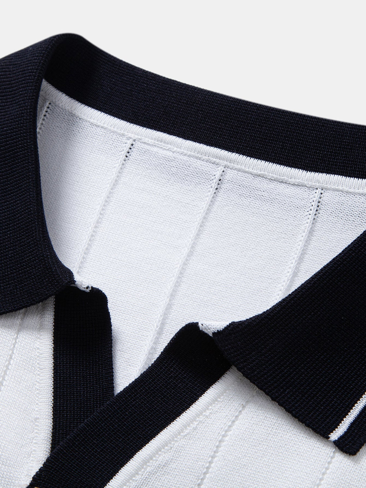 Contrast Trim Ribbed Johnny Collar Knit Polo & Slim Fit Tapered Trousers
