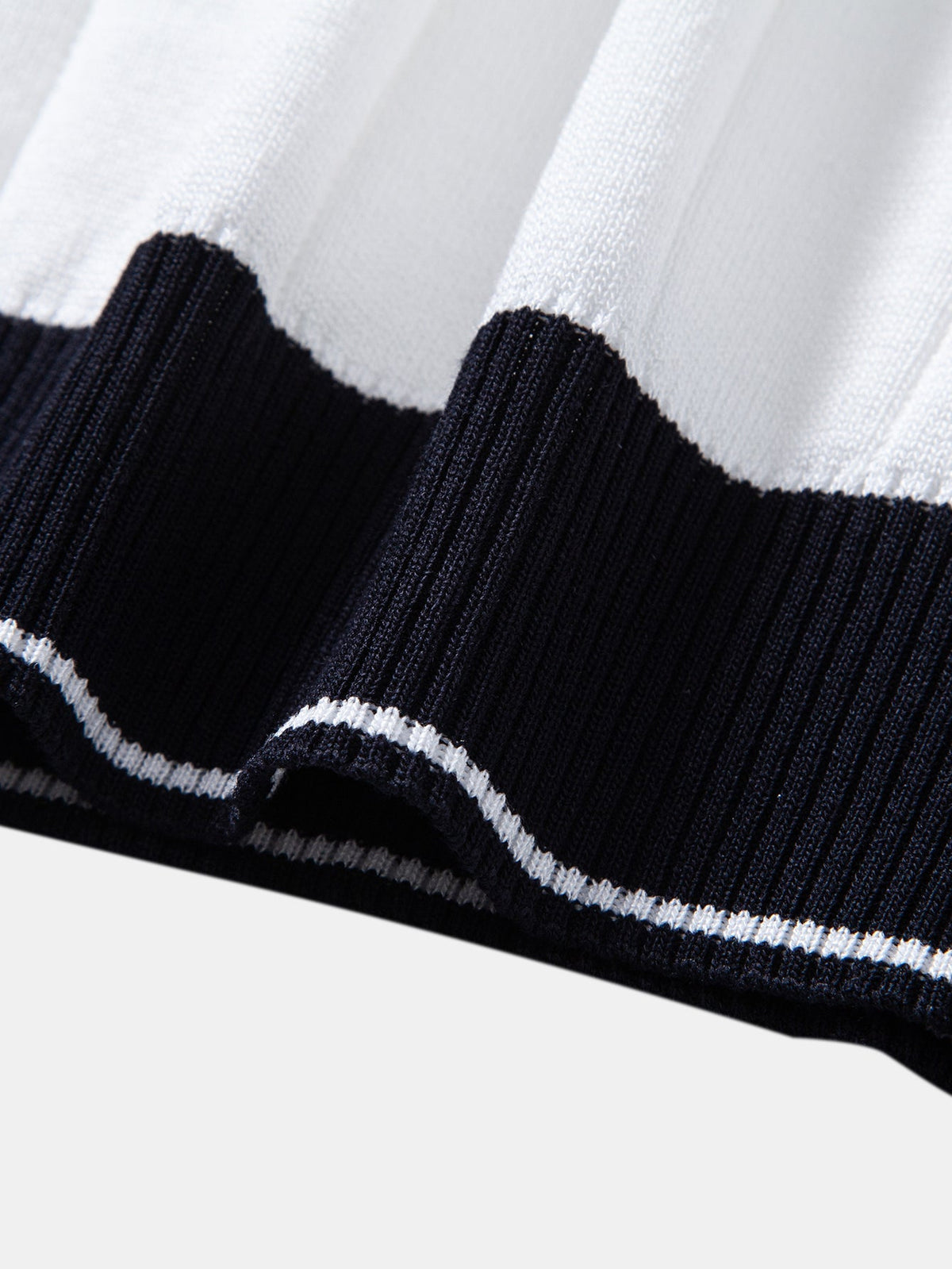 Contrast Trim Ribbed Johnny Collar Knit Polo & Slim Fit Tapered Trousers