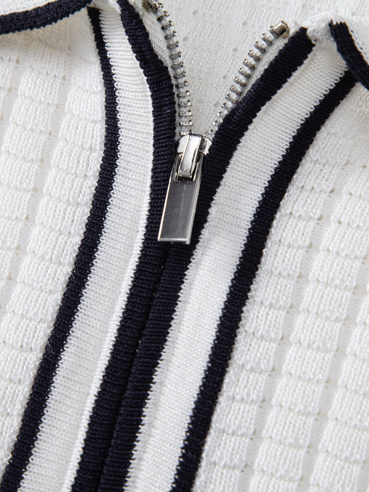Contrast Trim Waffle Zipper Knit Polo & Slim Fit Tapered Trousers