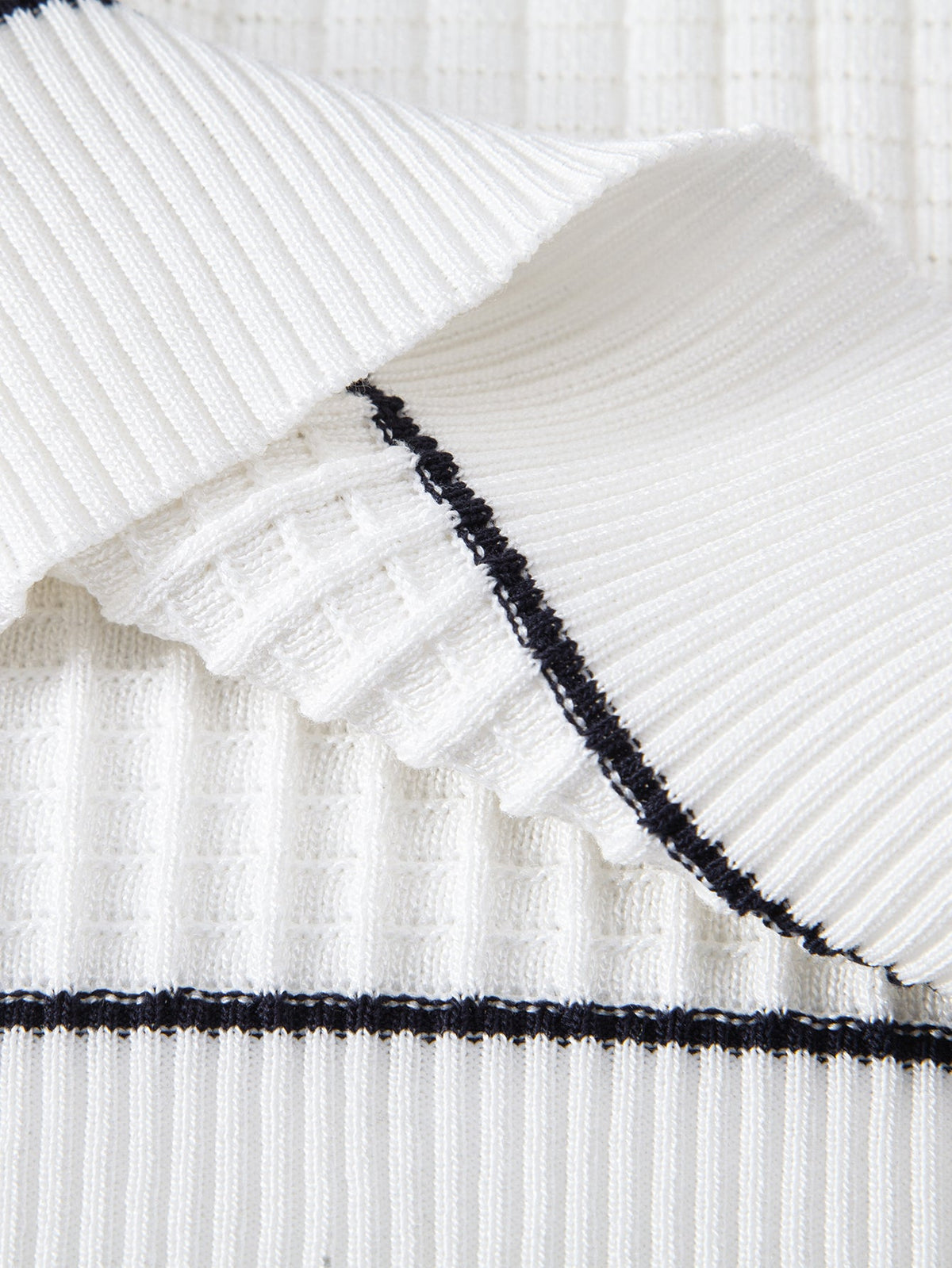 Contrast Trim Waffle Zipper Knit Polo & Slim Fit Tapered Trousers