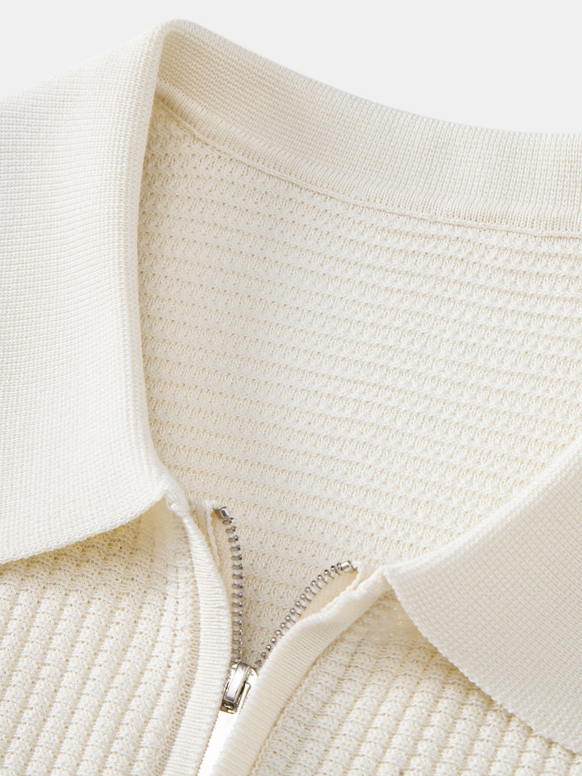 Contrast Waffle Zipper Knit Polo & Slim Fit Tapered Trousers