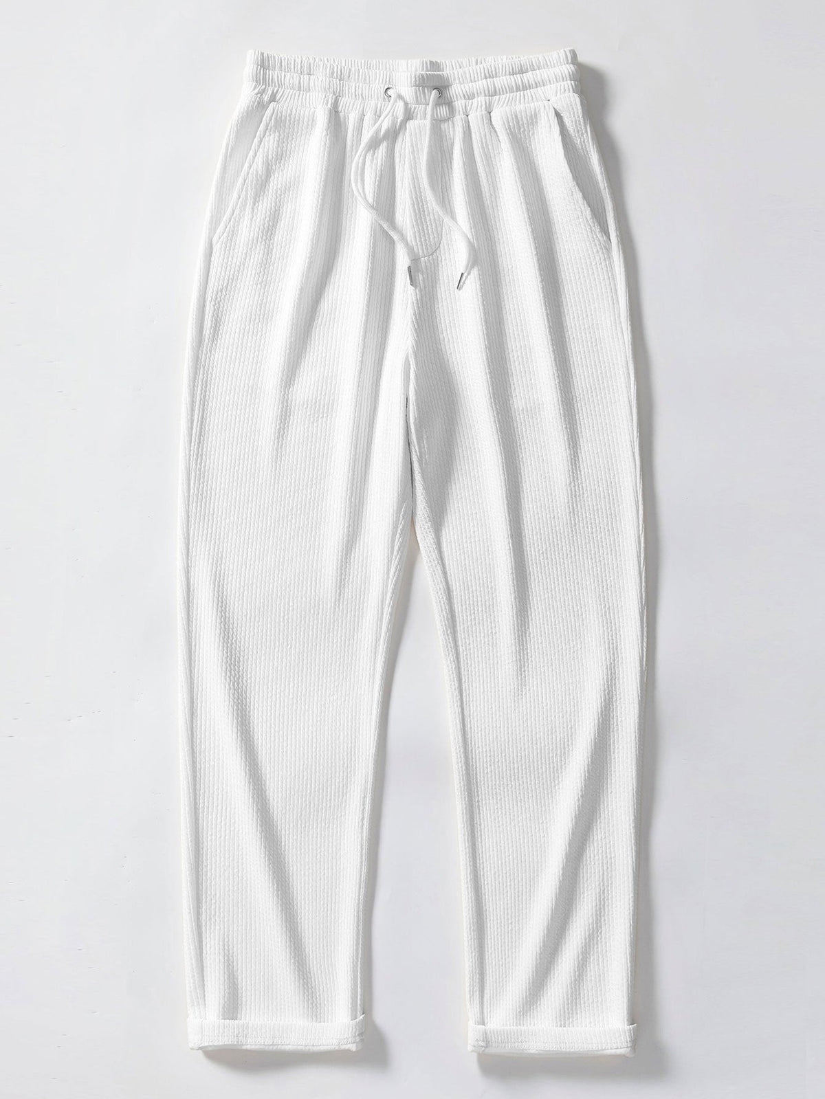 Geometric Jacquard Open Knit Polo & Straight Leg Ribbed Pants