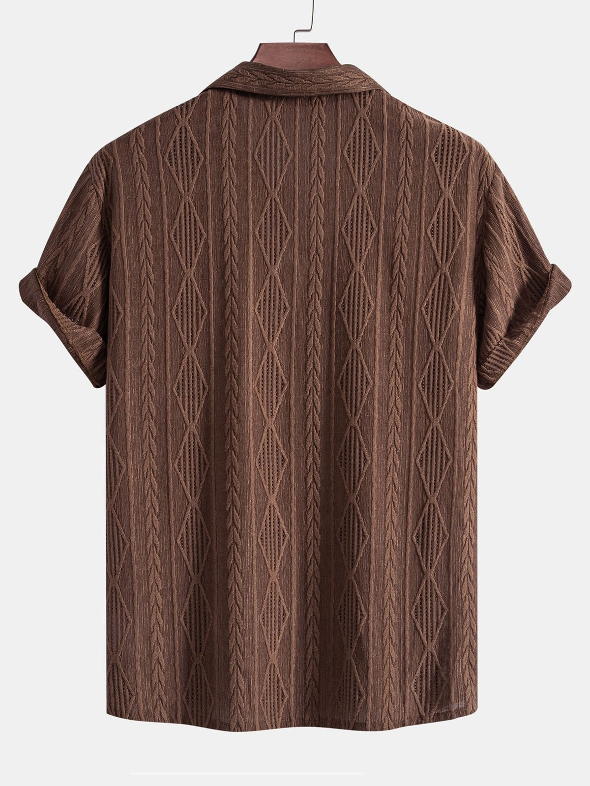 Geometrisch Jacquard Cubaanse Shirt & Rechte Linnen Broek