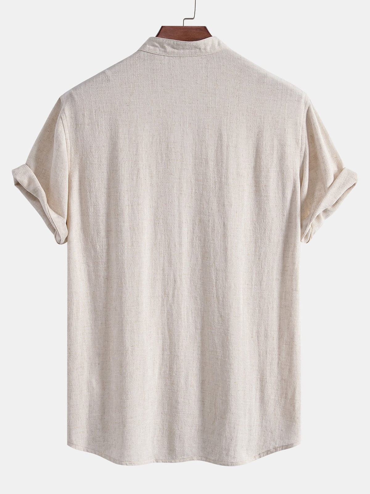 Linen and Rayon V-Neck Short Sleeve Shirt